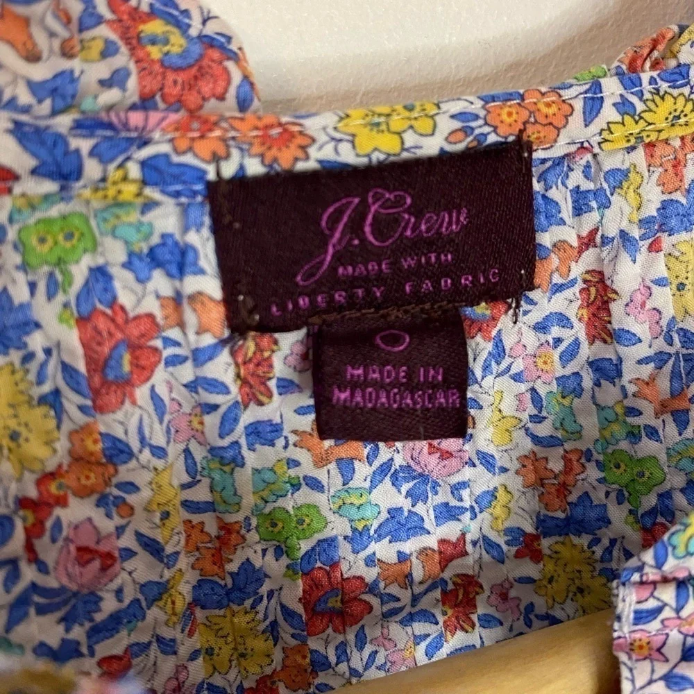 J. Crew Liberty of London Ditsy Yellow Floral Smocked Pintuck Tunic